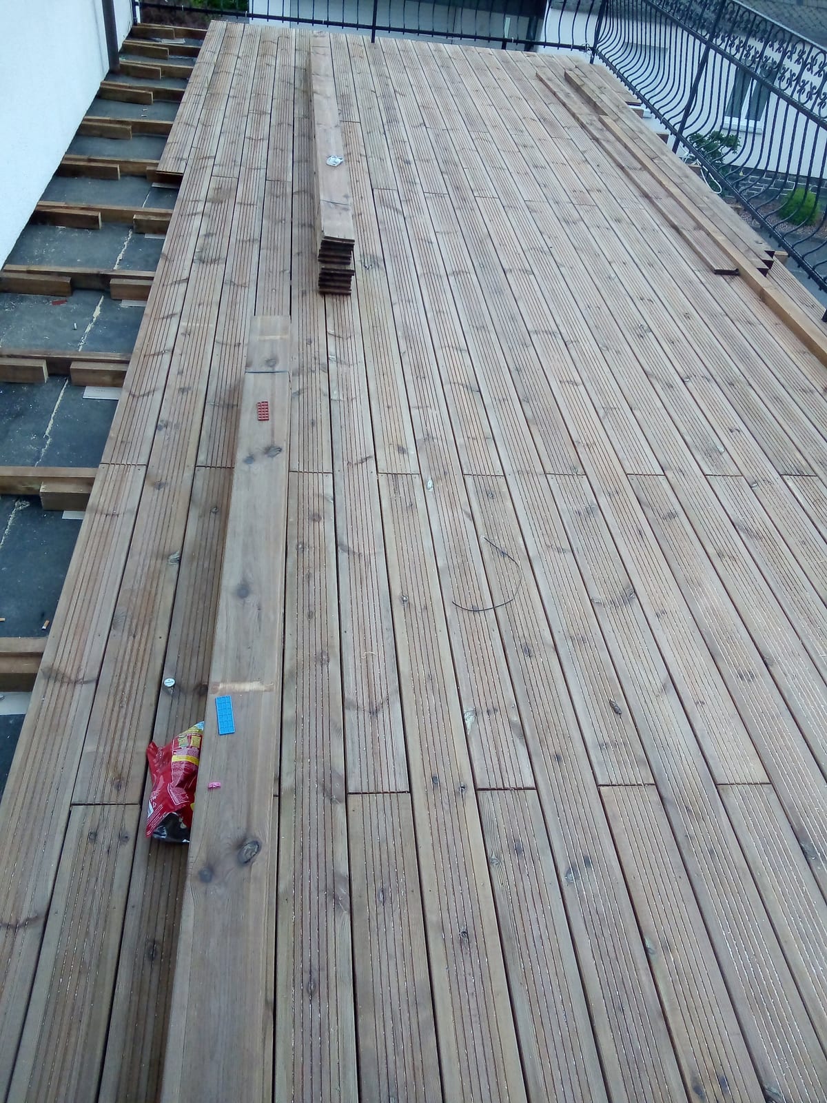 Timber deck on a flat roof