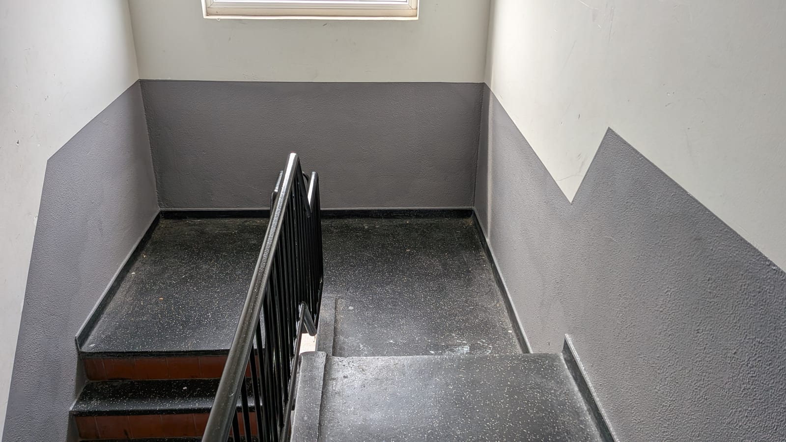 Stairwell plastered and painted
